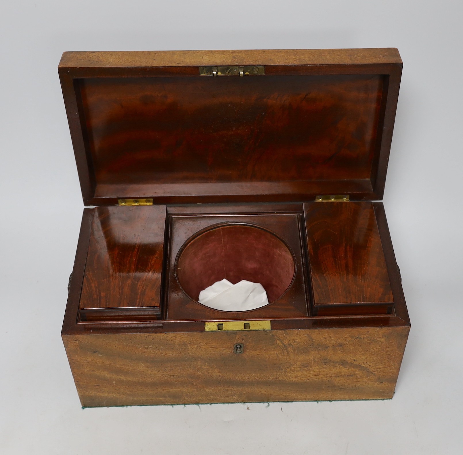 A 19th century tea caddy 33cms wide, 16cms high